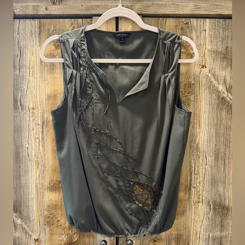 Banana Republic Charcoal Embellished Blouse